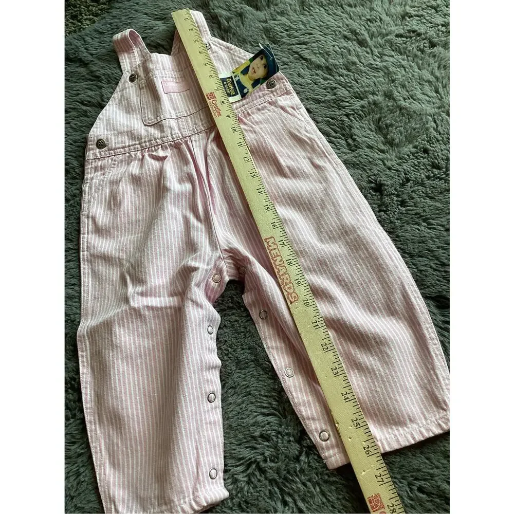 New Vintage Osh Kosh B'gosh Vestbak Pinstripe Overalls Baby Pink Size 18 Month